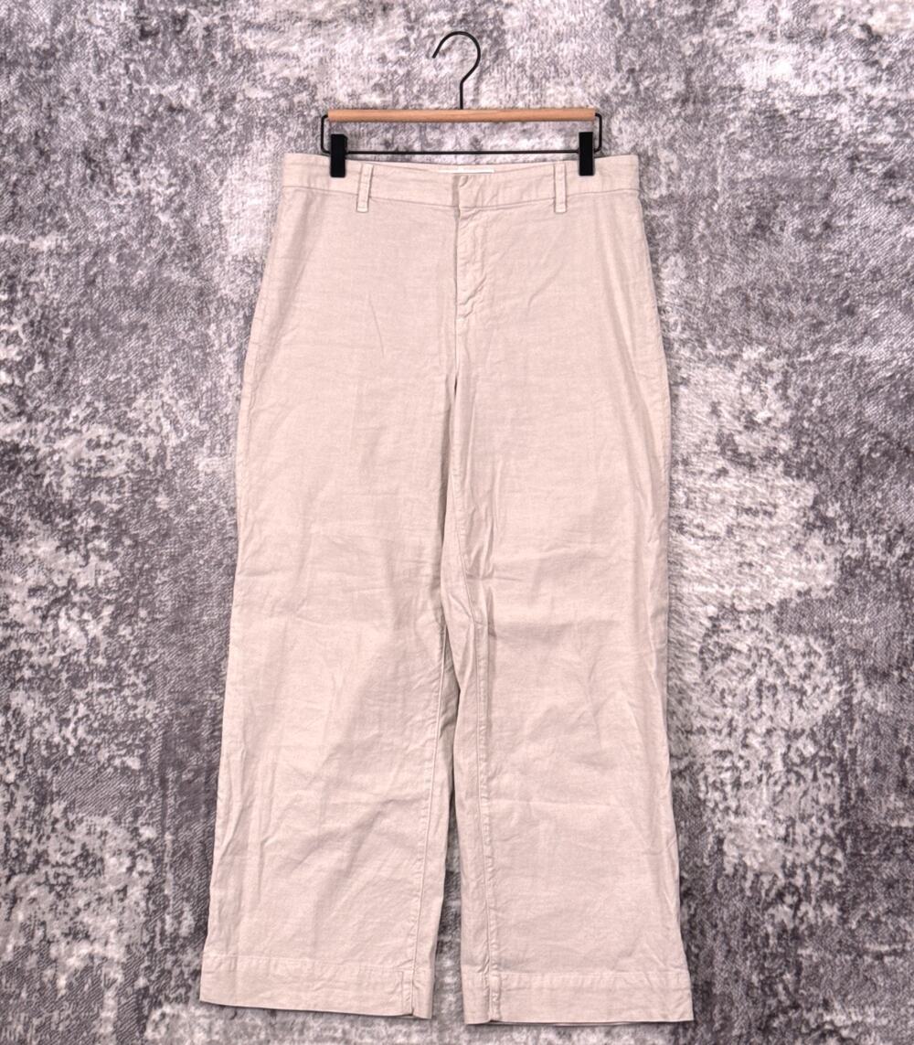 Frank & Eileen Wexford Pants 8 Womens Wide Leg Cotton Flax Linen Blend